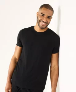 Men's Sonoma Goods For Life® Seriously Soft Crewneck Pajama Tee -Casual Outfits For Men Elegant store 5236476 Black