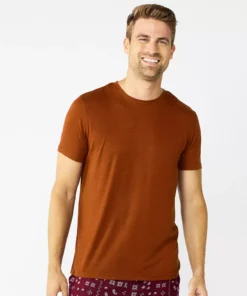 Men's Sonoma Goods For Life® Seriously Soft Crewneck Pajama Tee -Casual Outfits For Men Elegant store 5236476 Maple Chili Space Dye