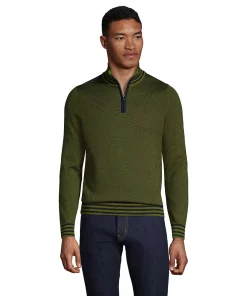 Men's Lands' End Fine Gauge Supima Quarter Zip Sweater -Casual Outfits For Men Elegant store 5240180 Willow Pattern