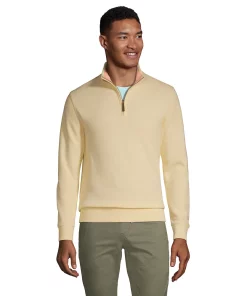 Big & Tall Lands' End Bedford Classic-Fit Ribbed Quarter-Zip Sweater -Casual Outfits For Men Elegant store 5243252 Golden Candle Light