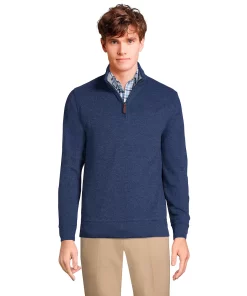 Big & Tall Lands' End Bedford Classic-Fit Ribbed Quarter-Zip Sweater -Casual Outfits For Men Elegant store 5243252 Medium Denim Heather
