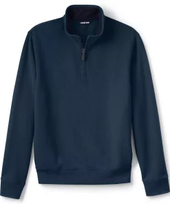 Big & Tall Lands' End Bedford Classic-Fit Ribbed Quarter-Zip Sweater -Casual Outfits For Men Elegant store 5243252 Radiant Navy