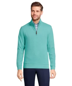 Big & Tall Lands' End Bedford Classic-Fit Ribbed Quarter-Zip Sweater -Casual Outfits For Men Elegant store 5243252 Teal Shadow Heather