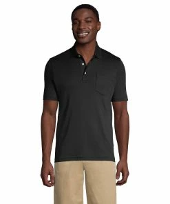 Big & Tall Lands' End Super Soft Classic-Fit Supima Pocket Polo -Casual Outfits For Men Elegant store 5247876 Black