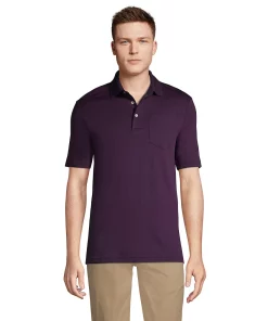 Big & Tall Lands' End Super Soft Classic-Fit Supima Pocket Polo -Casual Outfits For Men Elegant store 5247876 Blackberry