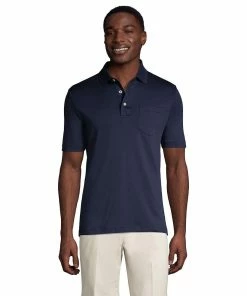 Big & Tall Lands' End Super Soft Classic-Fit Supima Pocket Polo -Casual Outfits For Men Elegant store 5247876 Radiant Navy