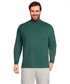 Big & Tall Lands' End Super-T Classic-Fit Turtleneck -Casual Outfits For Men Elegant store 5247878 Deep Woodland Green