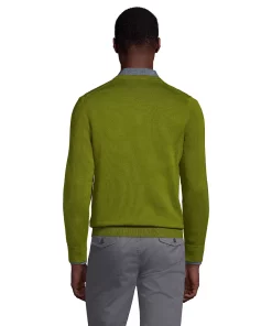 Big & Tall Lands' End Fine-Gauge Supima Cotton V-Neck Sweater -Casual Outfits For Men Elegant store 5247934 ALT