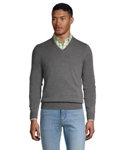 Big & Tall Lands' End Fine-Gauge Supima Cotton V-Neck Sweater