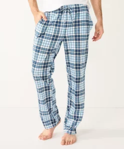 Men's Sonoma Goods For Life® Knit Pajama Pants -Casual Outfits For Men Elegant store 5271170 Blues Plaid White