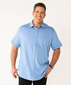 Big & Tall Apt. 9® Comfort-Knit Slim-Fit Untucked Shirt 17 Big & Tall Apt. 9® Comfort-Knit Slim-Fit Untucked Shirt -Casual Outfits For Men Elegant store 5273688 Blue