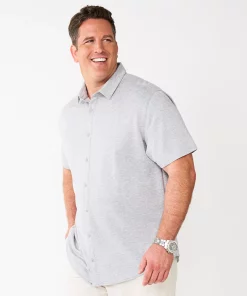 Big & Tall Apt. 9® Comfort-Knit Slim-Fit Untucked Shirt 19 Big & Tall Apt. 9® Comfort-Knit Slim-Fit Untucked Shirt -Casual Outfits For Men Elegant store 5273688 Gray Heather