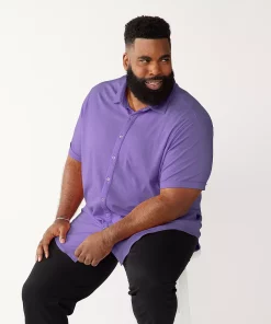 Big & Tall Apt. 9® Comfort-Knit Slim-Fit Untucked Shirt 18 Big & Tall Apt. 9® Comfort-Knit Slim-Fit Untucked Shirt -Casual Outfits For Men Elegant store 5273688 Purple