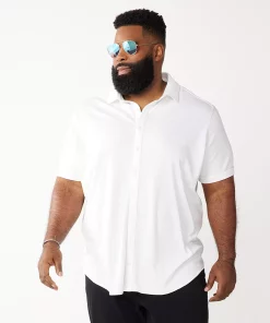 Big & Tall Apt. 9® Comfort-Knit Slim-Fit Untucked Shirt 16 Big & Tall Apt. 9® Comfort-Knit Slim-Fit Untucked Shirt -Casual Outfits For Men Elegant store 5273688 White