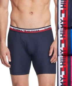 Men's Tommy Hilfiger 3-pack Microfiber Boxer Briefs -Casual Outfits For Men Elegant store 5297534 Magenta Blue Black