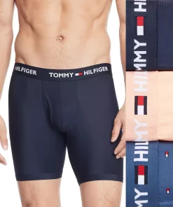 Men's Tommy Hilfiger 3-pack Microfiber Boxer Briefs -Casual Outfits For Men Elegant store 5297534 Peach Flag Logo Black