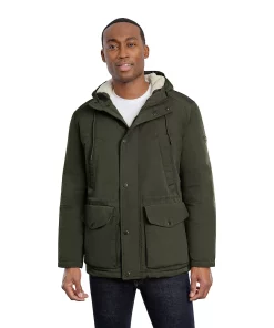Men's TOWER by London Fog Sherpa-Lined Hooded Parka -Casual Outfits For Men Elegant store 5301228 Olive