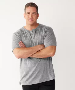 Big & Tall Apt. 9® Core Classic-Fit Henley -Casual Outfits For Men Elegant store 5303246 Light Gray