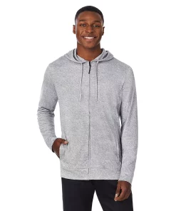 Men's Cuddl Duds® Far-Infrared Enhance Full-Zip Sleep Hoodie -Casual Outfits For Men Elegant store 5314307 Grey Heather