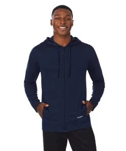 Men's Cuddl Duds® Far-Infrared Enhance Full-Zip Sleep Hoodie -Casual Outfits For Men Elegant store 5314307 Navy