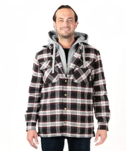 Men's Sonoma Goods For Life® Flannel Hooded Shirt Jacket -Casual Outfits For Men Elegant store 5470838 Black Grey Red
