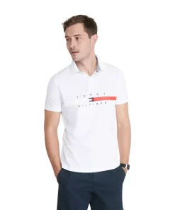 Big & Tall Tommy Hilfiger Flag Logo Polo -Casual Outfits For Men Elegant store 5484151 Bright White