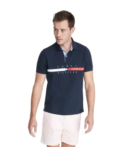 Big & Tall Tommy Hilfiger Flag Logo Polo -Casual Outfits For Men Elegant store 5484151 Navy
