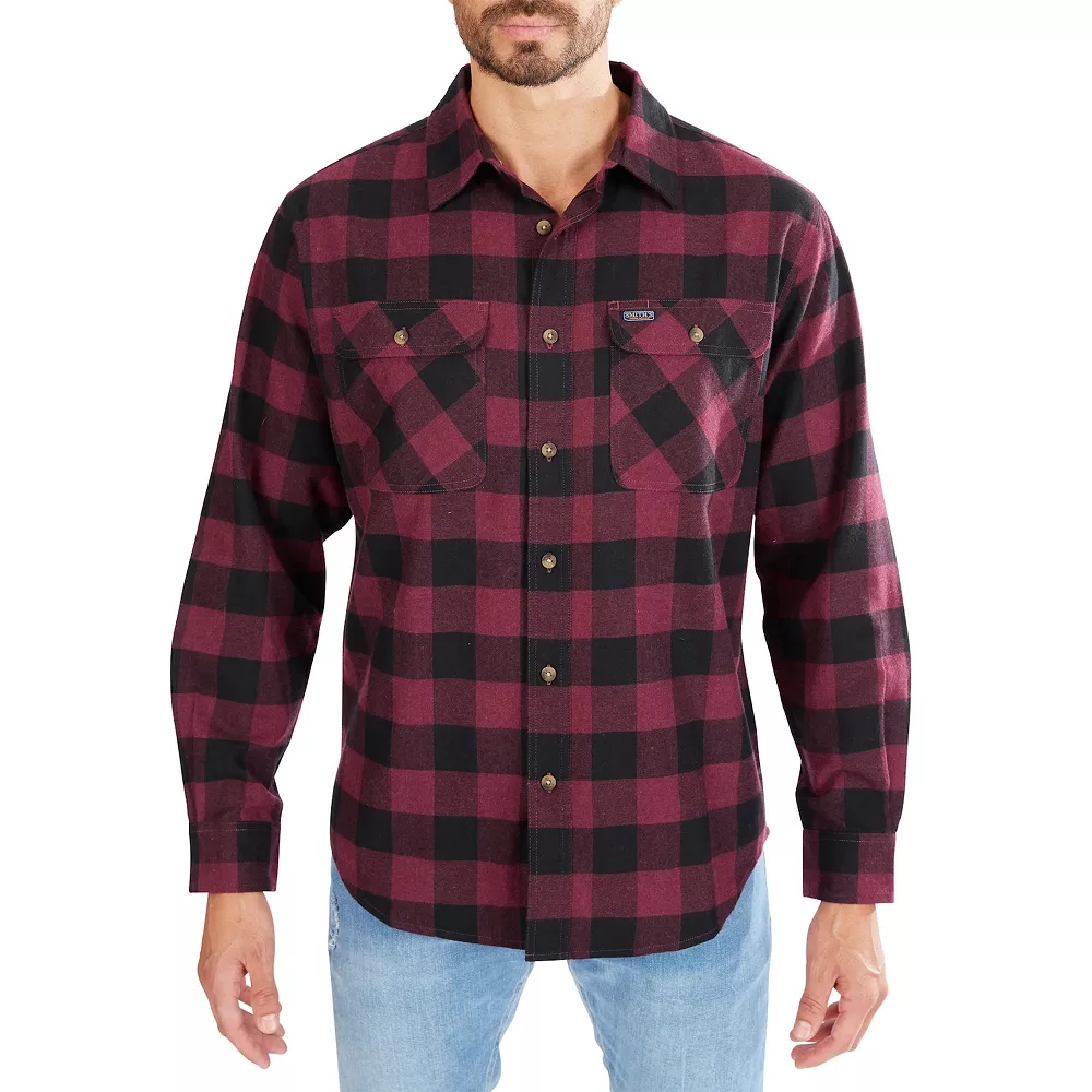 Men's Smith's Workwear Regular-Fit Buffalo Plaid Two-Pocket Flannel Button-Down Shirt 5 Men's Smith's Workwear Regular-Fit Buffalo Plaid Two-Pocket Flannel Button-Down Shirt - Image 3