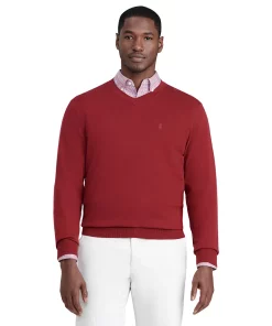 Men's IZOD V-Neck Sweater -Casual Outfits For Men Elegant store 5529345 Biking Red