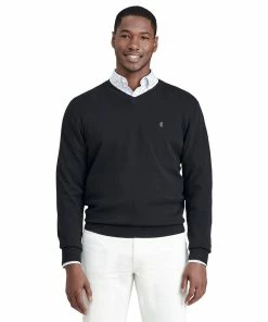 Men's IZOD V-Neck Sweater -Casual Outfits For Men Elegant store 5529345 Black