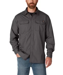 Men's Dickies FLEX Relaxed-Fit Ripstop Flannel Button-Down Shirt 10 Men's Dickies FLEX Relaxed-Fit Ripstop Flannel Button-Down Shirt -Casual Outfits For Men Elegant store 5580390 Rinsed Slate