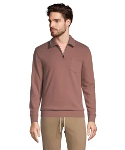 Big & Tall Lands' End Serious Sweats French Terry Quarter-Zip Polo