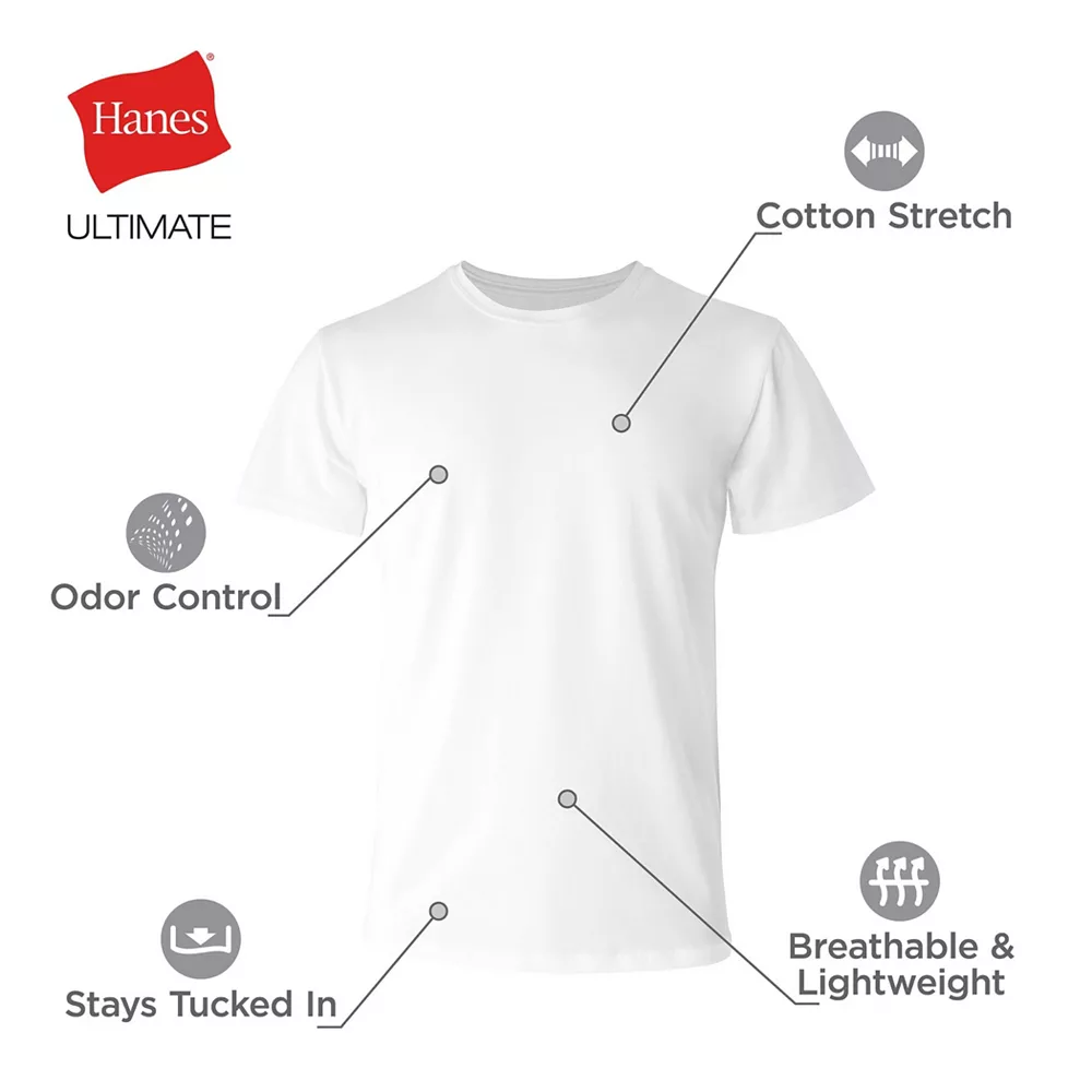 Men's Hanes Ultimate® 4-Pack Comfort-Fit Stretch Crewneck Tees 7 Men's Hanes Ultimate® 4-Pack Comfort-Fit Stretch Crewneck Tees - Image 5
