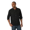 Big & Tall Wrangler Snap-Front Denim Shirt -Casual Outfits For Men Elegant store 5620350 Black Denim