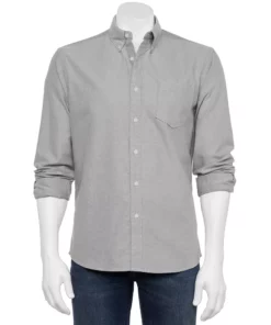 Men's Sonoma Goods For Life® Perfect-Length Button-Down Shirt 15 Men's Sonoma Goods For Life® Perfect-Length Button-Down Shirt -Casual Outfits For Men Elegant store 5642085 Gray