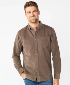 Men's Sonoma Goods For Life® Perfect-Length Button-Down Shirt 19 Men's Sonoma Goods For Life® Perfect-Length Button-Down Shirt -Casual Outfits For Men Elegant store 5642085 Khaki