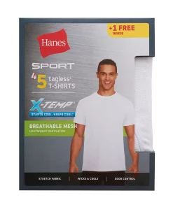Men's Hanes Ultimate® 4 pack + 1 Bonus X-Temp™ Mesh Crewneck Tee -Casual Outfits For Men Elegant store 5673033 ALT2
