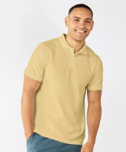 Men's Sonoma Goods For Life® Pique Polo -Casual Outfits For Men Elegant store 5674146 Lemon Mst