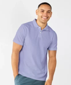 Men's Sonoma Goods For Life® Pique Polo -Casual Outfits For Men Elegant store 5674146 Lilac Embroidery