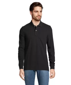 Men's Lands' End Comfort First Mesh Polo -Casual Outfits For Men Elegant store 5684537 Black