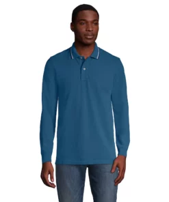 Men's Lands' End Comfort First Mesh Polo -Casual Outfits For Men Elegant store 5684537 Evening Blue