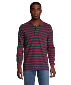 Men's Lands' End Comfort First Mesh Polo -Casual Outfits For Men Elegant store 5684537 Rich Burgundy Stripe