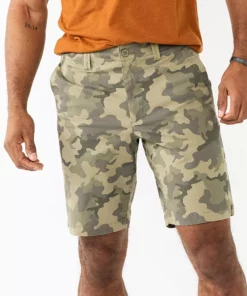 Sonoma Goods For Life® 10" Everyday Flat-Front Shorts -Casual Outfits For Men Elegant store 5703008 Olive Camo