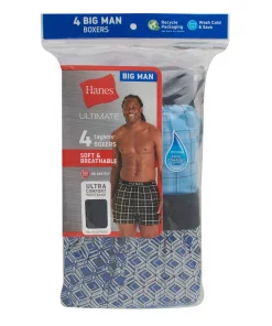 Big & Tall Hanes Ultimate® Cool Comfort® 4-Pack Woven Boxer 8 Big & Tall Hanes Ultimate® Cool Comfort® 4-Pack Woven Boxer -Casual Outfits For Men Elegant store 5703920 ALT2