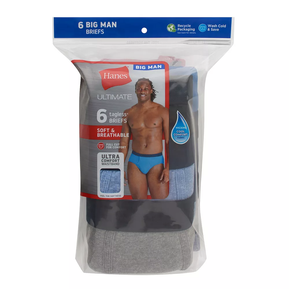 Big & Tall Hanes Ultimate® Cool Comfort® Brief 6-Pack 4 Big & Tall Hanes Ultimate® Cool Comfort® Brief 6-Pack - Image 2