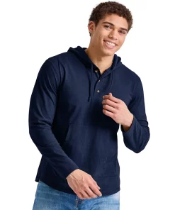 Men's Hanes Originals Tri-blend Jersey Hoodie -Casual Outfits For Men Elegant store 5737305 Athletic Navy Heather