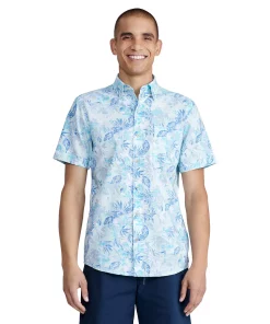 Men's IZOD Saltwater Dockside Button Front Shirt -Casual Outfits For Men Elegant store 5812411 Aqua Floral