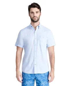 Men's IZOD Saltwater Dockside Button Front Shirt -Casual Outfits For Men Elegant store 5812411 Blue Revival