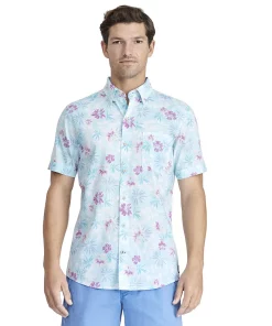 Men's IZOD Saltwater Dockside Button Front Shirt -Casual Outfits For Men Elegant store 5812411 Turquoise Floral