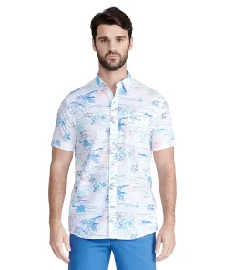 Men's IZOD Saltwater Dockside Button Front Shirt -Casual Outfits For Men Elegant store 5812411 White Scenic